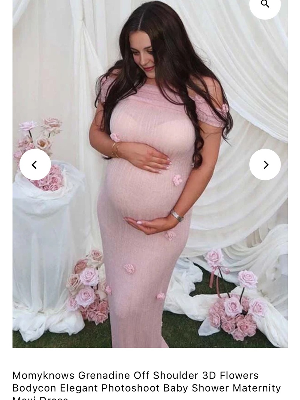 NEVER WORN: Blush Pink Off-Shoulder Maternity Maxi Dress